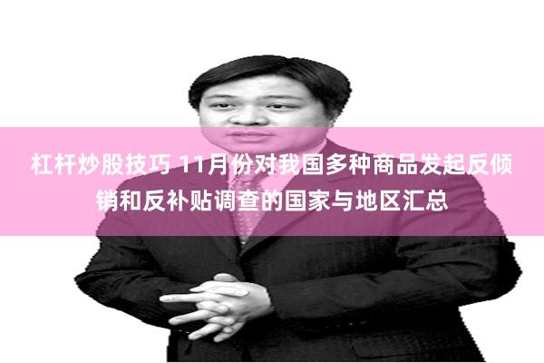 杠杆炒股技巧 11月份对我国多种商品发起反倾销和反补贴调查的国家与地区汇总